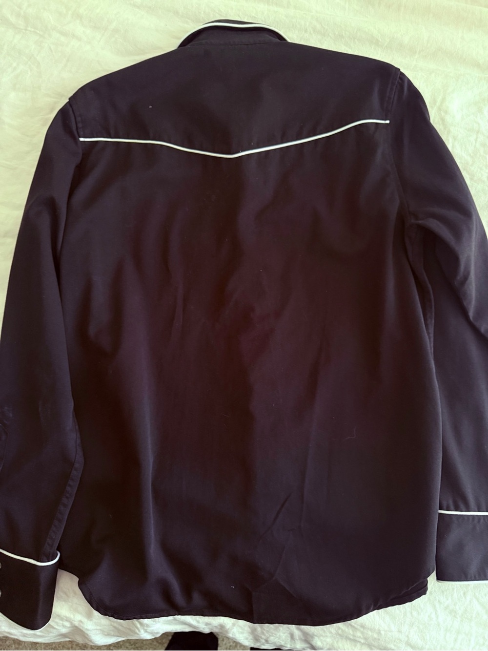 Stetson Black Button-Down Shirt with White Piping - Picture 3 of 3